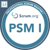 Professional Scrum Master I (PSM I) certification badge from Scrum.org.