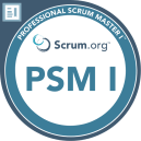 Professional Scrum Master I (PSM I) certification badge from Scrum.org.